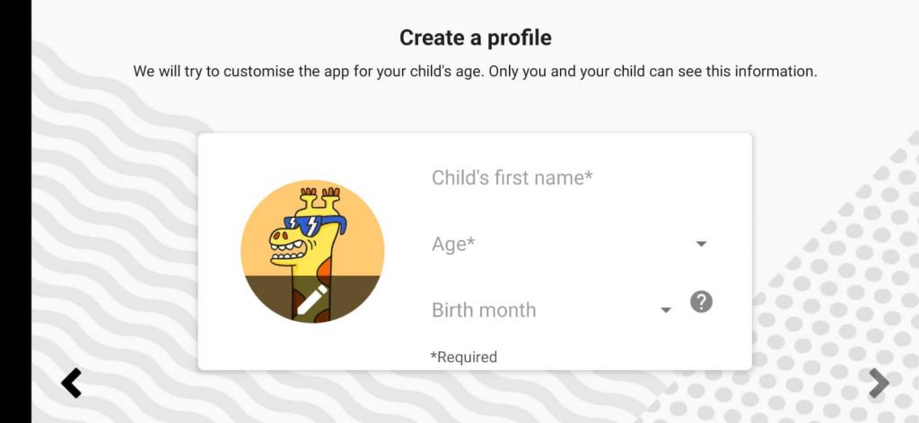 Create profile of your child