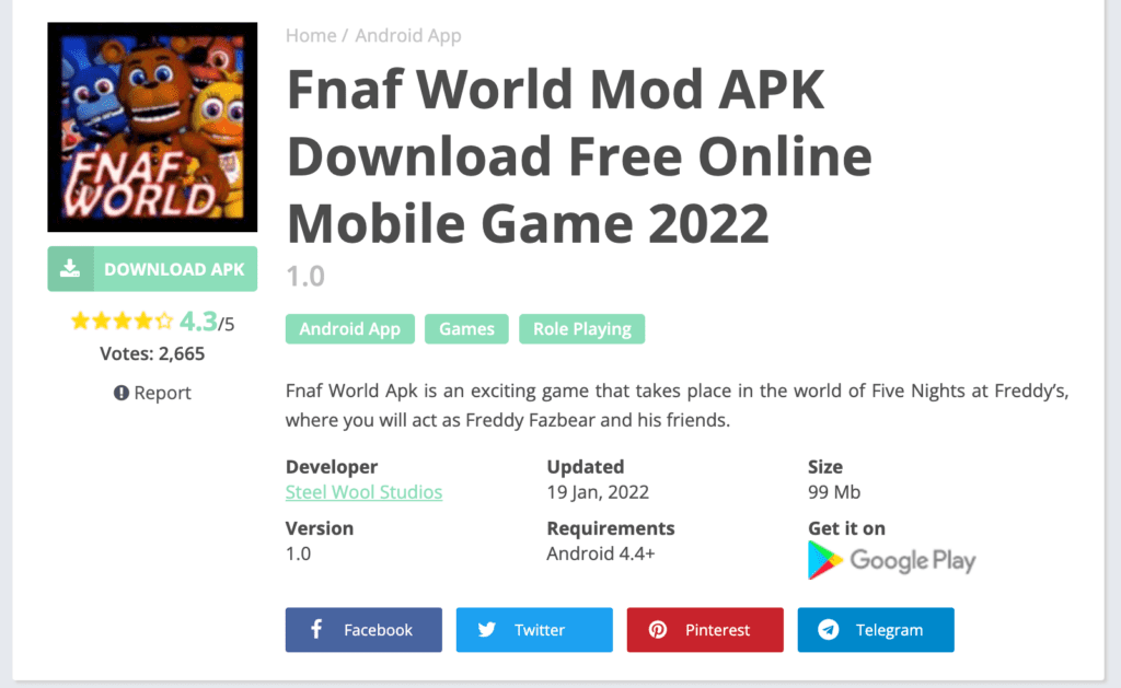 Download FNaF World MOD APK v1.0 (Unlimited Money) For Android